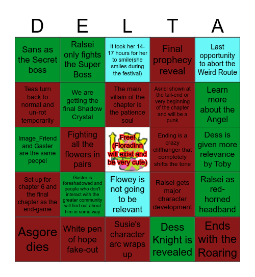 Deltarune Bingo Card