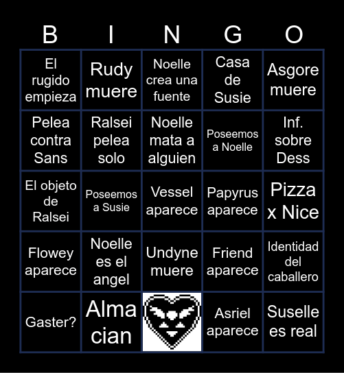 Deltarune Chapter 5 Bingo Card