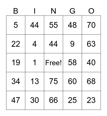 Danups Bingo Card