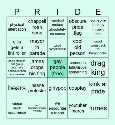 Pride Parade Bingo 2026 Bingo Card