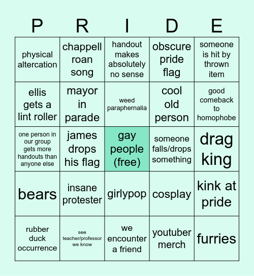 Pride Parade Bingo 2026 Bingo Card