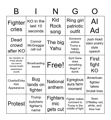 UFC FREEDOM 250 BINGO Card