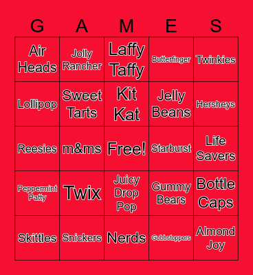Candy Bingo Card