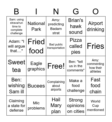 Jetlag: Stateside Bingo Card