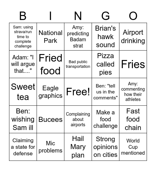 Jetlag: Stateside Bingo Card