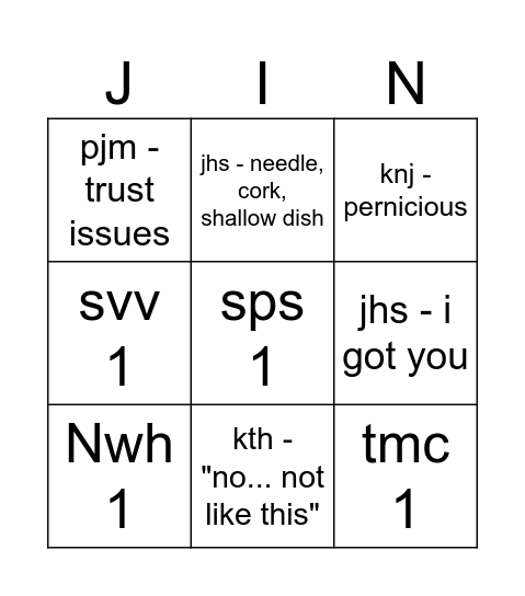 Atmos Bingo Card
