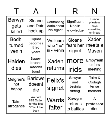 Fourth Wing Book 4 Bingo Card