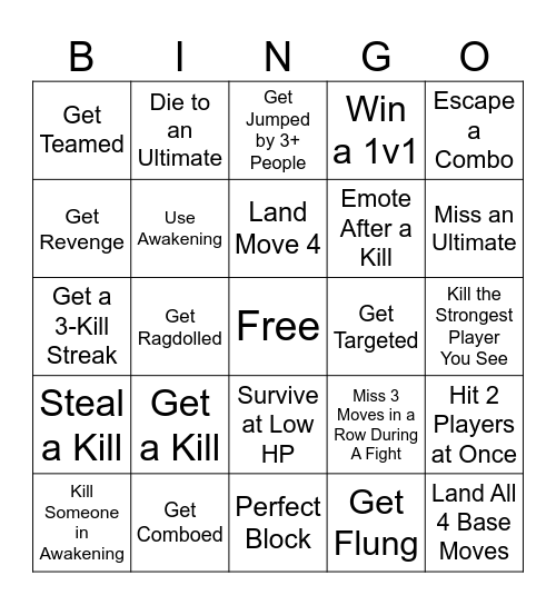 Tsb Bingo :O Bingo Card