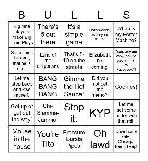 Stacey King Bingo Card