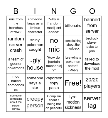 Cobblemon Bingo Card