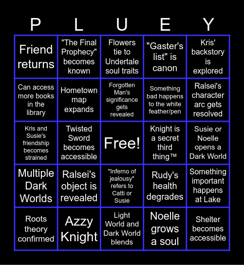 Deltarune Chapter 5 Bingo Card