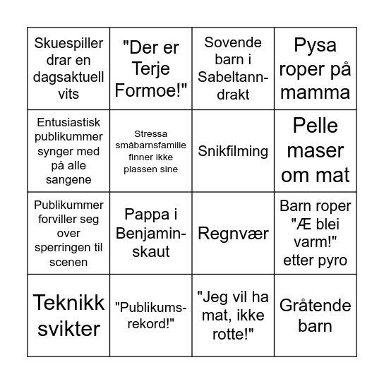 Kjuttaviga-bingo Card