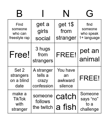 IRL Bingo Card