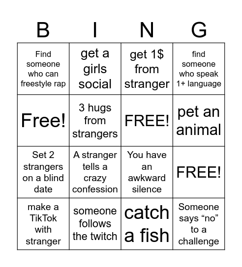 IRL Bingo Card