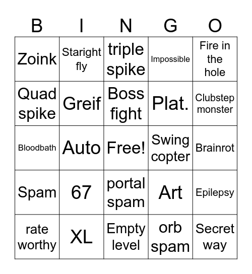 GD recent tab Bingo Card