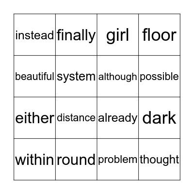 4th grade Bingo Card