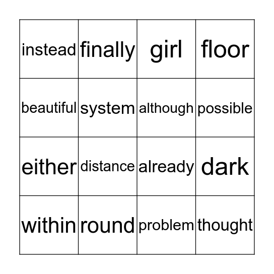 4th grade Bingo Card