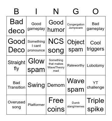 Recent tab Bingo Card