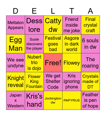 Deltarune Ch5 Bingo Card Bingo Card
