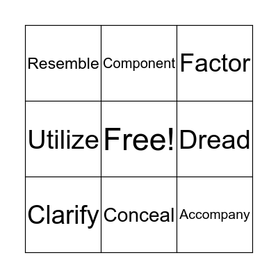 Week 3 Vocabulary Bingo Card