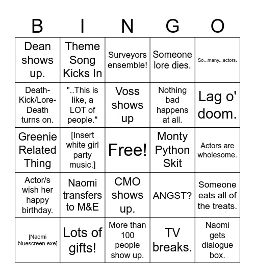 Naomi's Brithday Bingo Card Bingo Card