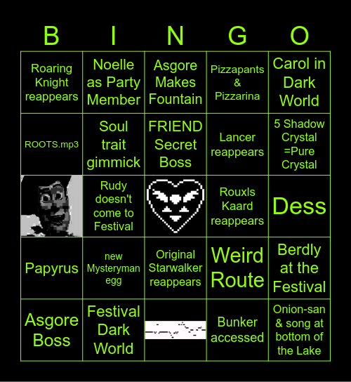 Deltarune Chapter 5 Bingo Card