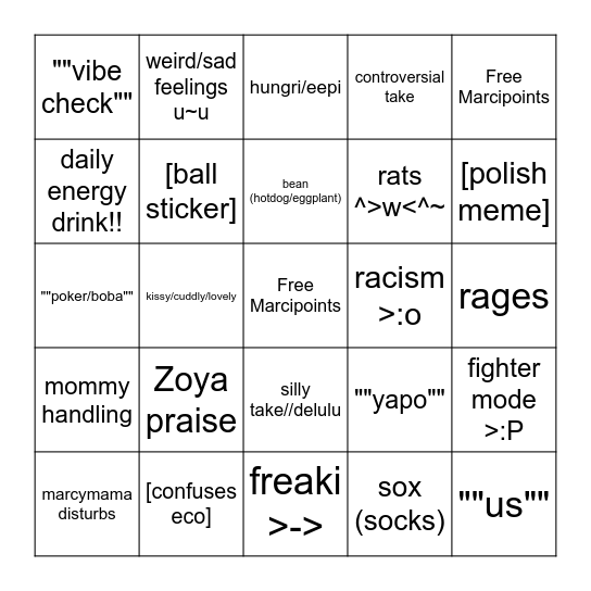 Marcibingo Card