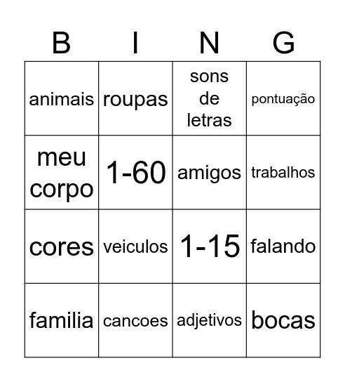 primeiras palavras da ijjus world Bingo Card