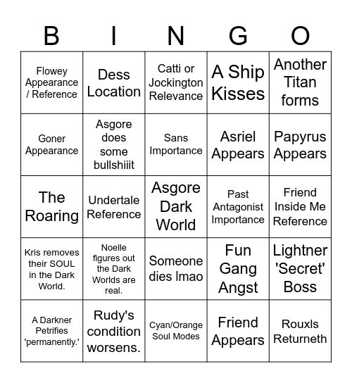 DELTARUNE CHAPTER 5 Bingo Card