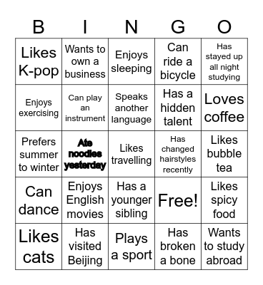 Human Bingo Card