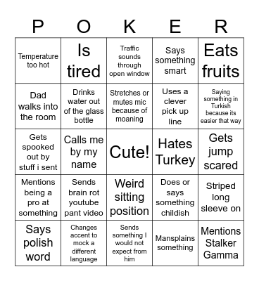Poker Discord Bingo Card