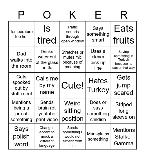 Poker Discord Bingo Card