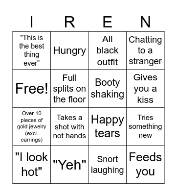 Irene Bingo Card