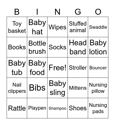 Baby Bingo Card