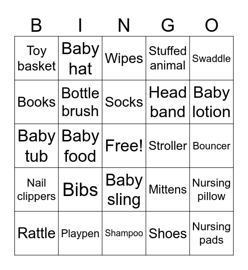 Baby Bingo Card