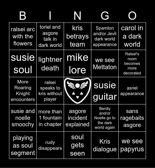 Deltarune Chapter 5 Bingo Card