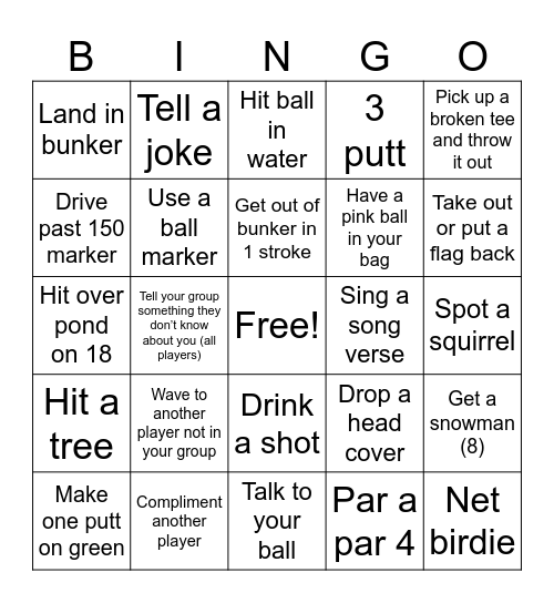 Birdie Bunch Group Bingo Card