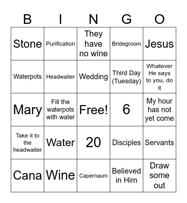 Wedding at Cana Bingo Card