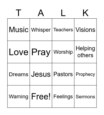 God Still Speaks Bingo Card