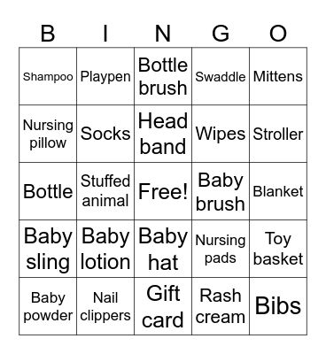 Baby Bingo Card