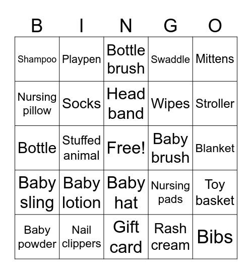 Baby Bingo Card