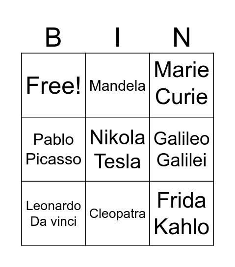 Bingo! Bingo Card