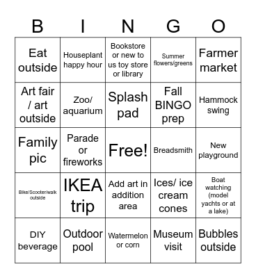 Summer '26 (June1-Aug31) Bingo Card