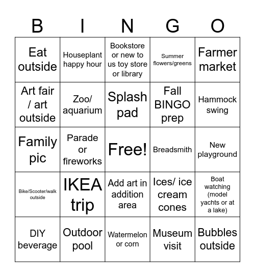 Summer '26 (June1-Aug31) Bingo Card