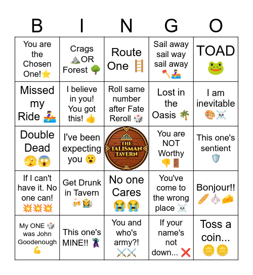 Talisman Alliances - Yeh, right... 🤣 Bingo Card