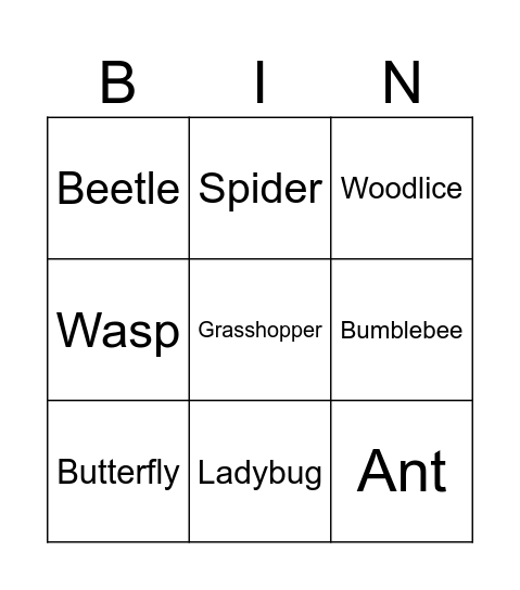 Buggy bingo Card