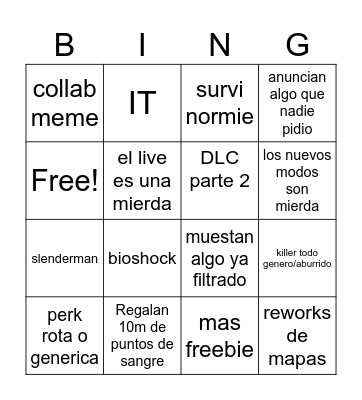 DBD STEAM ANIVERSARIO 1OTH Bingo Card