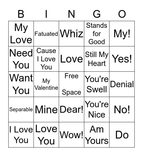Valentine's Bingo! Bingo Card