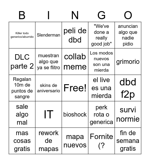 DBD ANIVERSARIO 10TH Bingo Card