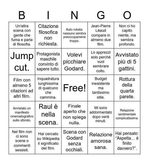 Nouvelle Vague Bingo Card
